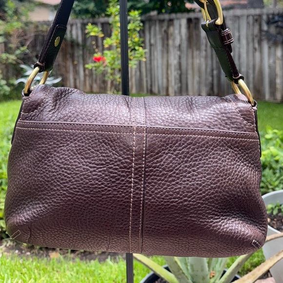 Coach Signature Sufflette Pebbled Leather Shoulder Chocolate Brown SOHO - Picture 8 of 17